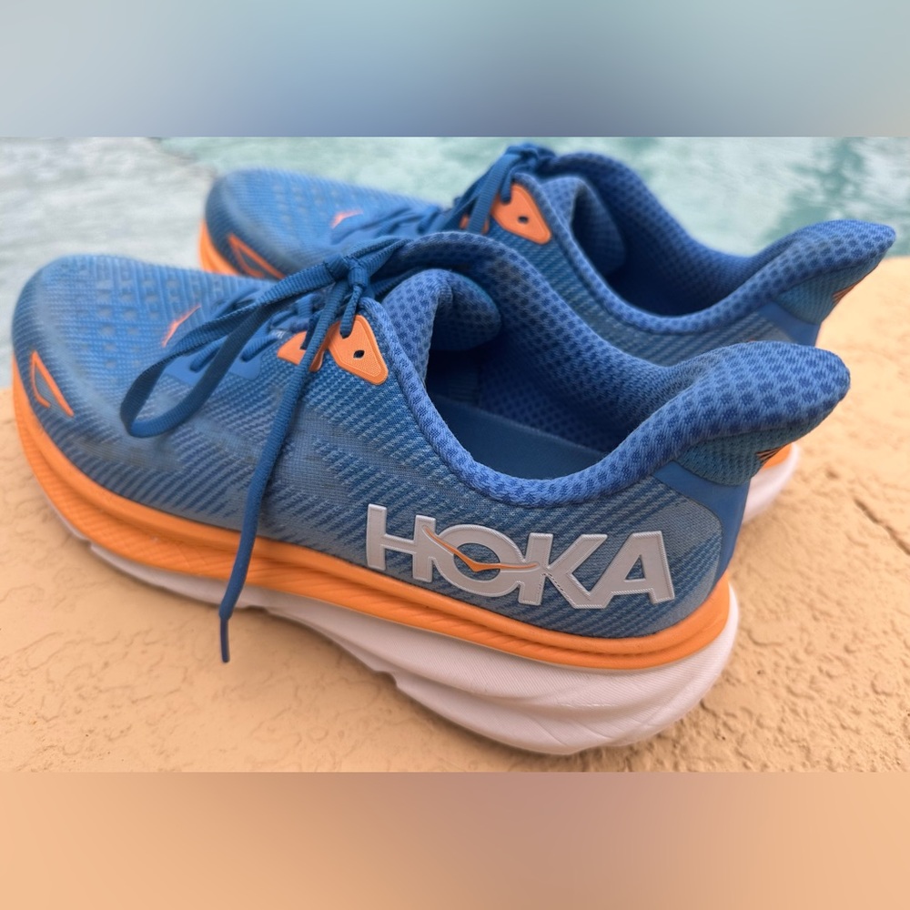 Hoka One One Clifton 9 Coastal Sky Blue Orange Running Shoes Men’s Size 12 VGC - Picture 4 of 16